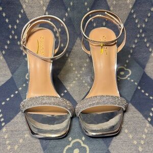 Glaze Silver Rhinestone Heels